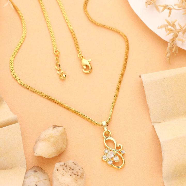 Micro gold polish chain pendant 733 Costume jewelry wholesaler in Bangalore