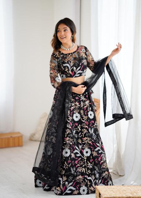 Most Beautiful Latest HC-1083 Net  lehenga choli in Bangalore