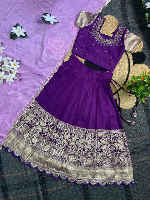 Pongal Panch Purple Silk Wholesale lehenga suppliers in Surat