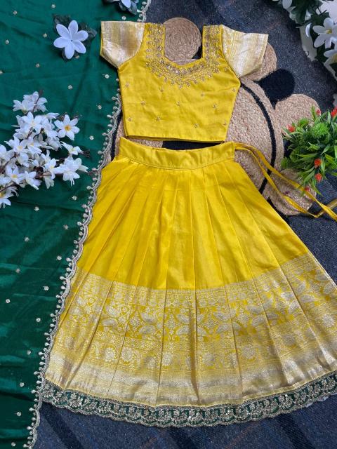 Pongal Panch Silk Yellow Designer lehenga wholesalers in Surat