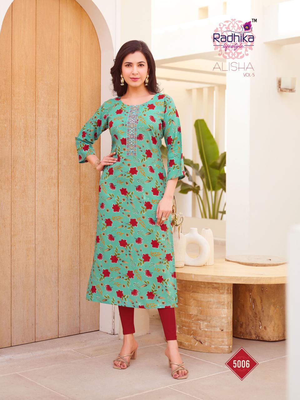 Radhika lifestyle alisha vol 5 printed kurtis wholesale