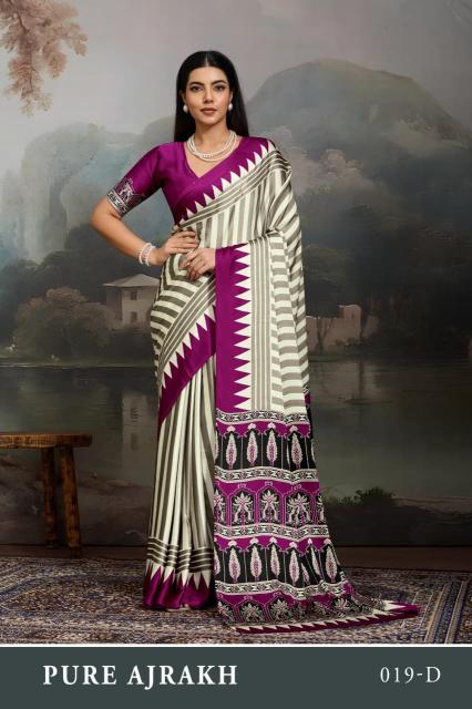 Rajtex modal satin ajrakh print surat online saree shopping