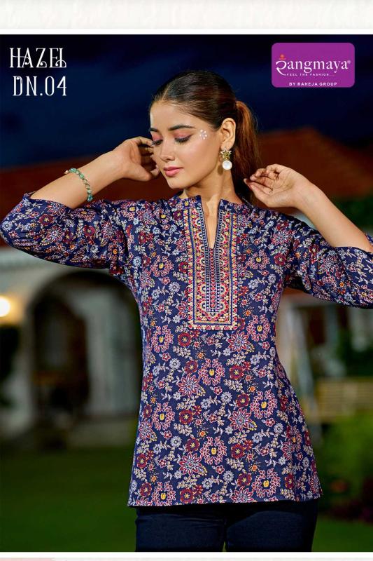 Rangmaya hazel tunic short top collor kurti wholesale surat textile 