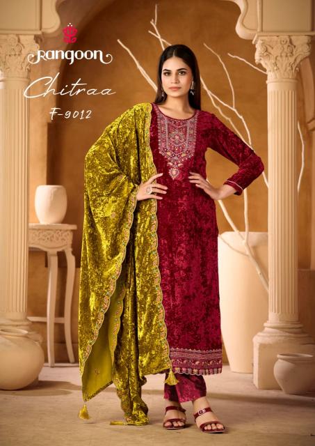 Rangoon chitraa 3pcs velvet kurtis wholesale