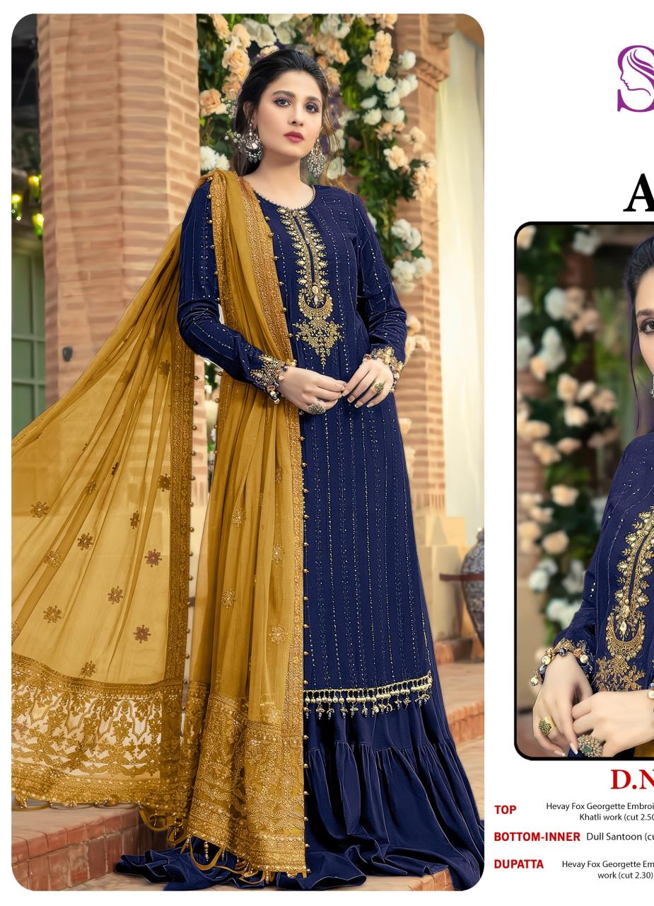 Sajida asma d.no 1128-A-B-C-D-E wholesale pakistani suits in kashmir