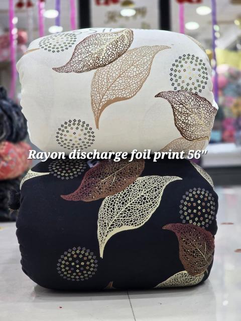 Sajni Reyon discharge foil print Satin fabric distributors in Delhi