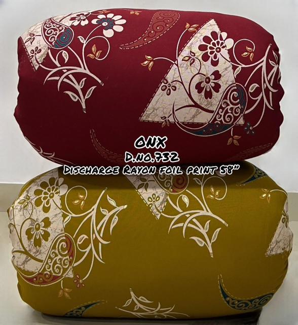 Sajni Reyon foil printe Fabric suppliers in hydrabad