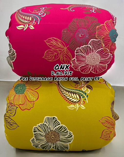 Sajni Reyon foil printe Polyester fabrics distributors in hydrabad