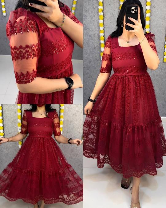 Shree salasar flower embroidery frocks surat wholesale