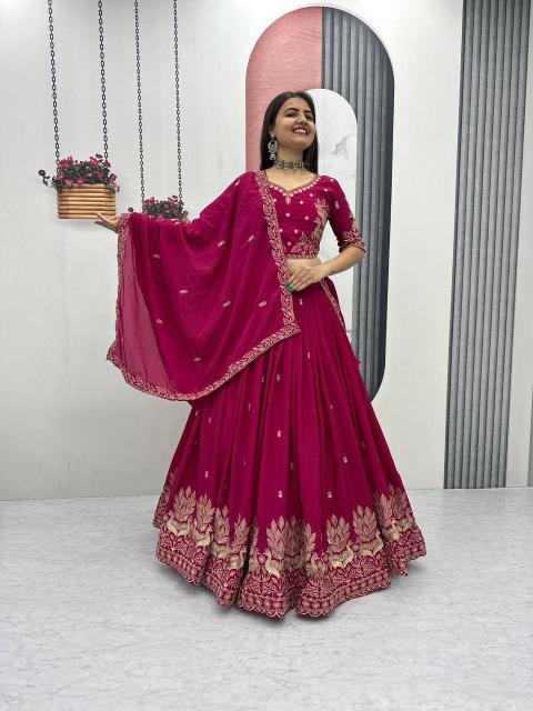 Tapi-293 Chinon Red Lehenga choli with price