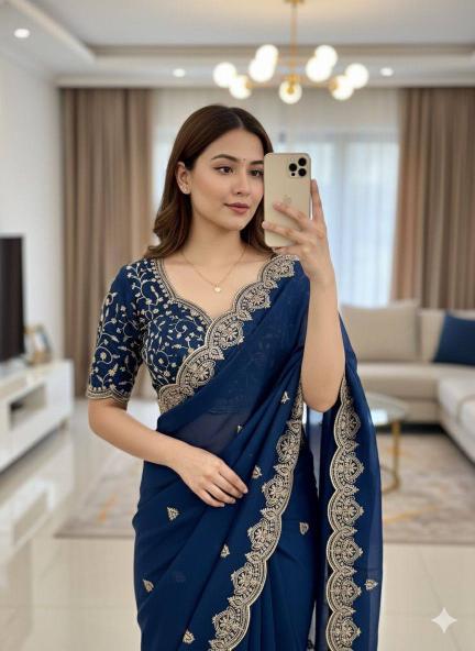 Tulsi embroidery all over saree wholesale in surat