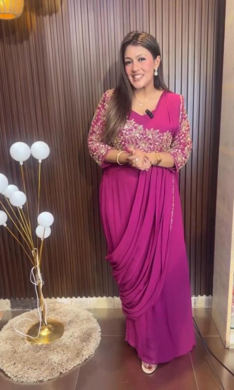 Tulsi HB-216 embroidery gown saree manufacturers in surat