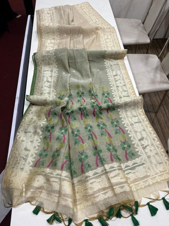 Akshara jamdani muga cotton saree market surat 