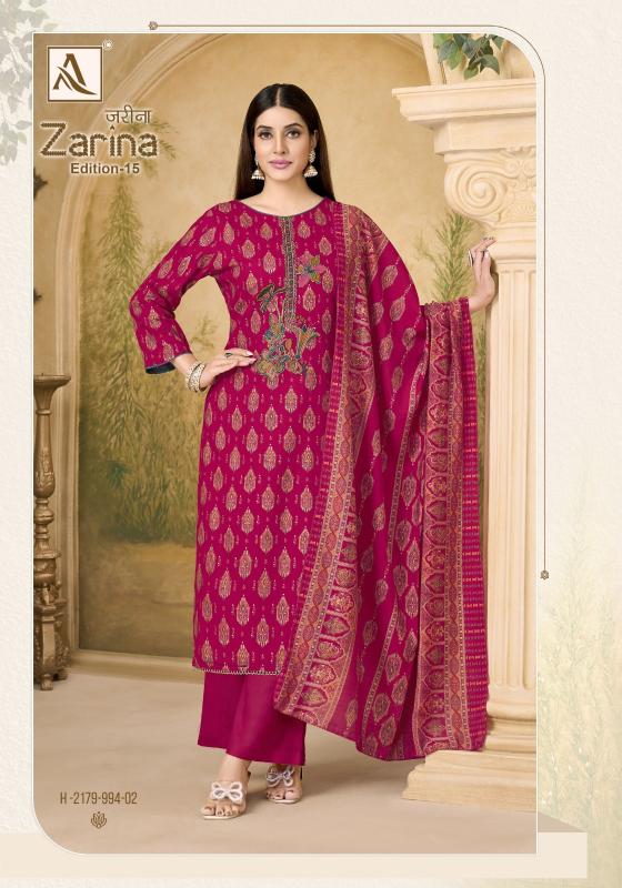 Alok suit zarina vol- 15 wholesales embroidery dress material in lucnow