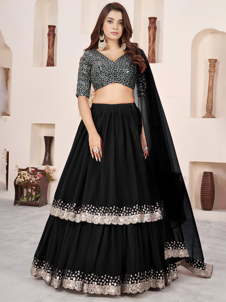 Anchal vol 2 Georgette Black Bollywood lehenga choli in Bangalore