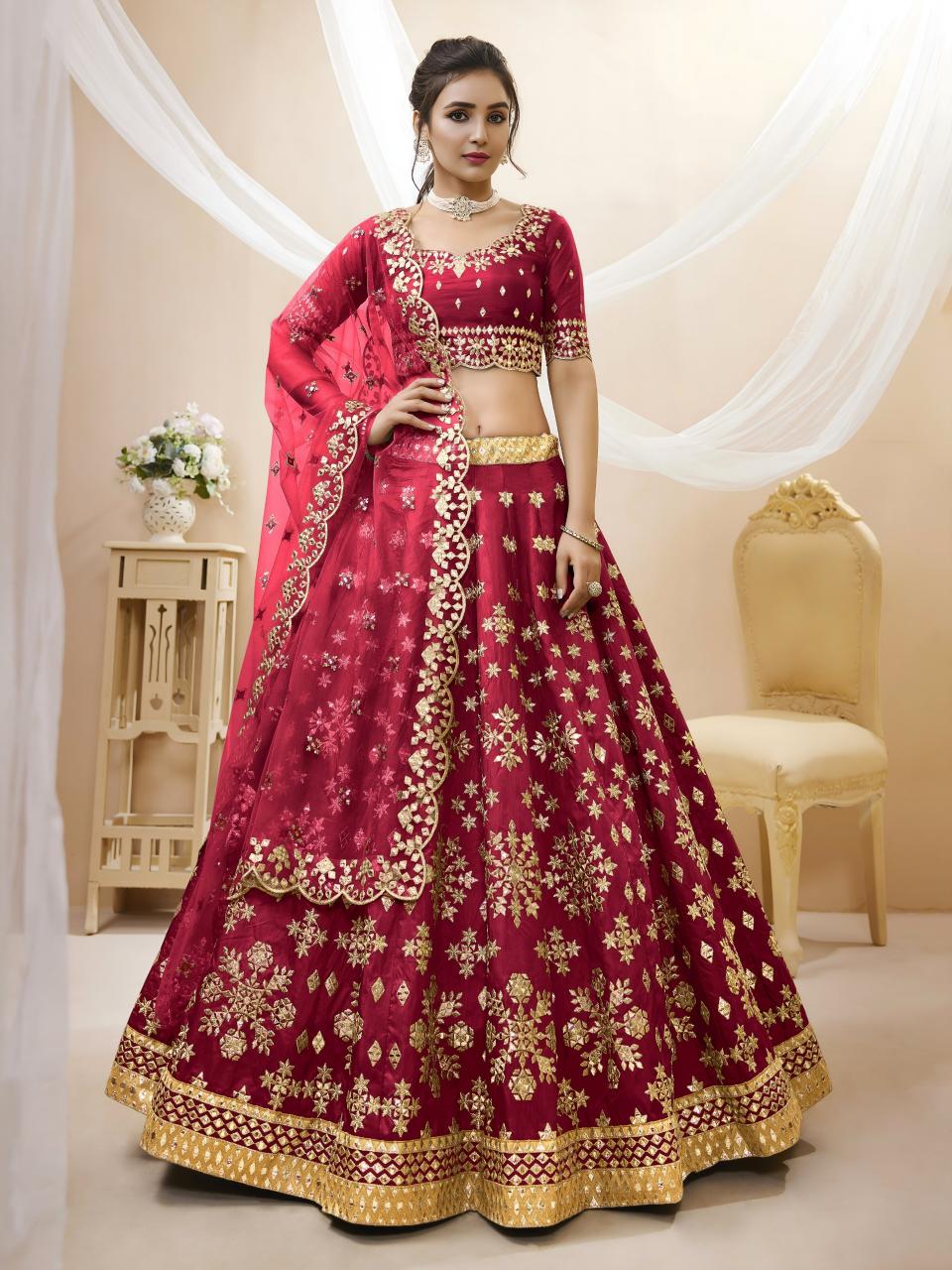 Angelic Silk Red Affordable Lehengha choli in Pune