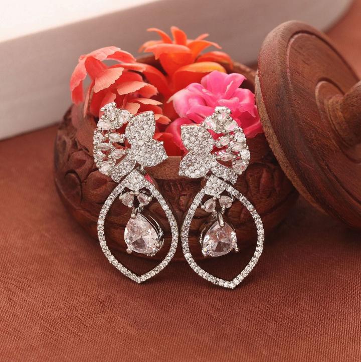 Anti tranish american diamond statement drop earrings 107 Cheap artificial jewellery in Bangalore