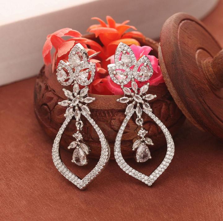 Anti tranish american diamond statement drop earrings 117 Bangalore artificial jewellery market