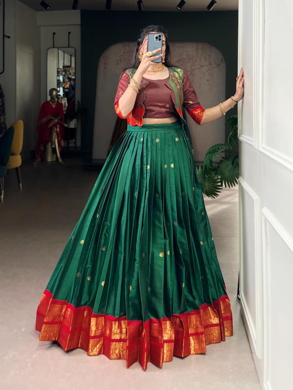 ANUSHNA Poly Cotton GRN Wholesale chaniya choli market in Surat