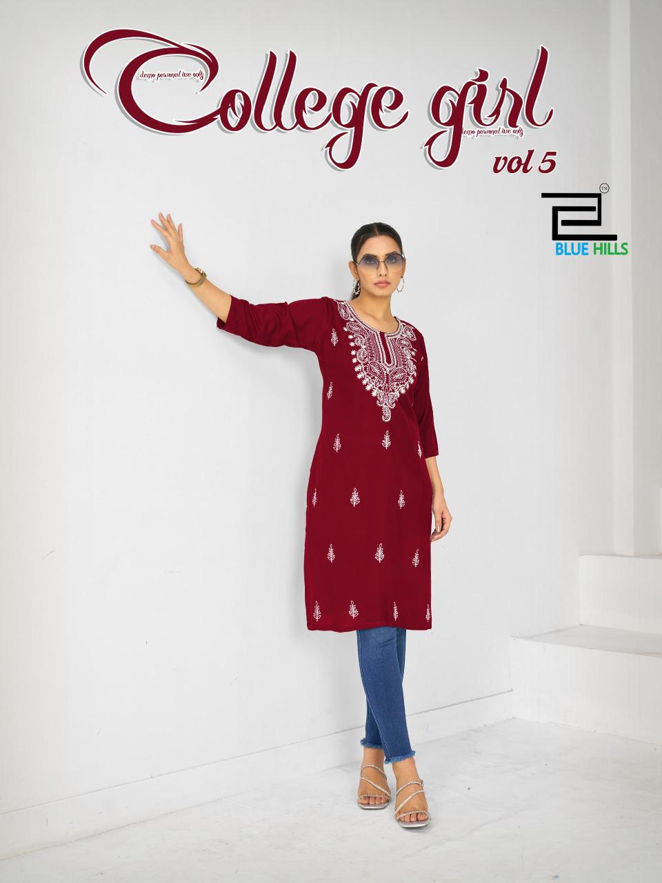 Blue hills college girl vol 5 kurti tops wholesale in bangalore