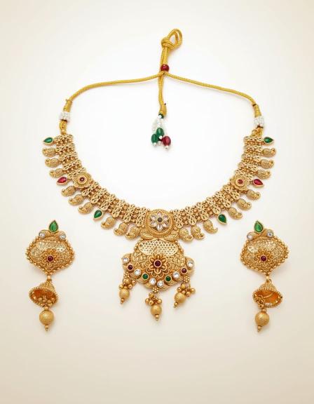 Copper brass jewellery gold Set 24 Artificial necklaces wholesale