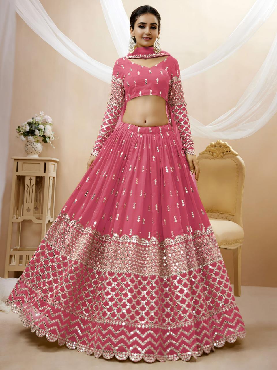 Expression vol 1 Georgette Pink Ready-made lehenga choli in Bangalore