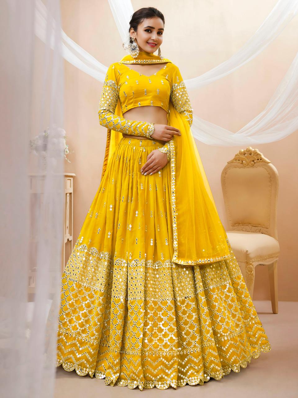 Expression vol 1 Georgette Yellow Lehenga choli with price in Bangalore