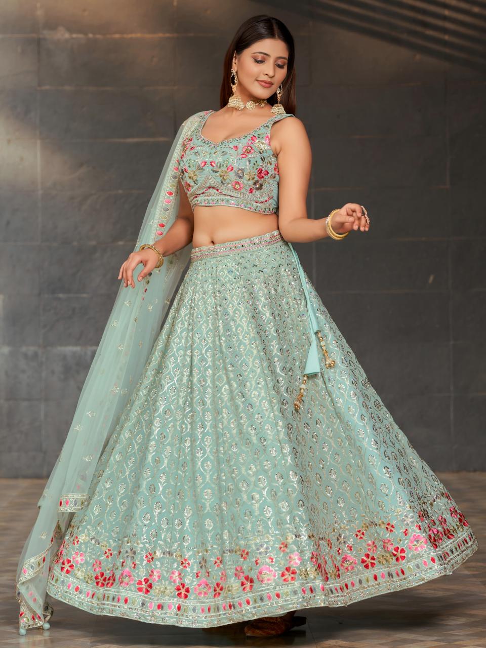 Golden palm vol 8 Georgette Blue Latest lehenga choli designs in Bangalore