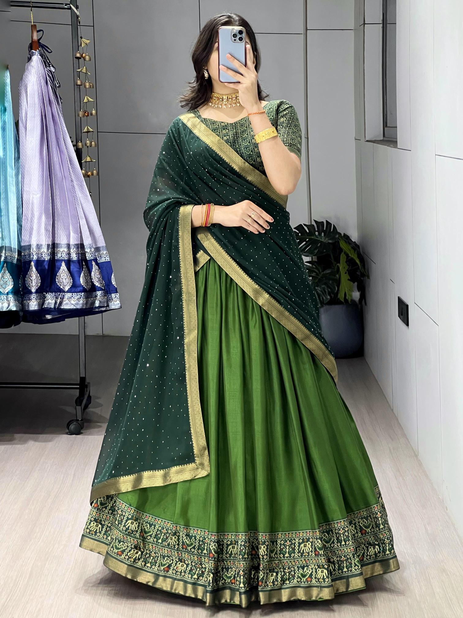 GRTN 8225 RSTGRN Cotton Lehenga choli wholesale online Bangalore