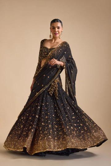 HC-995 Georgette Black Customized lehenga choli wholesale in Hyderabad