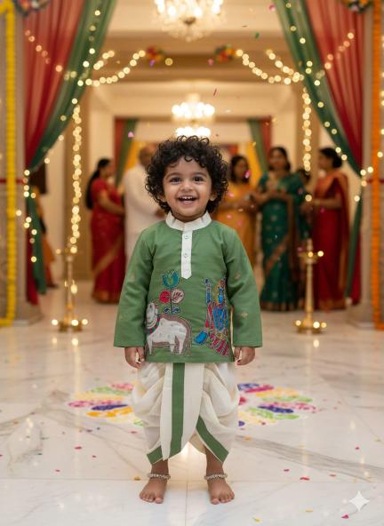 Kalamkari Boys Cotton Green retailers in Bangalore