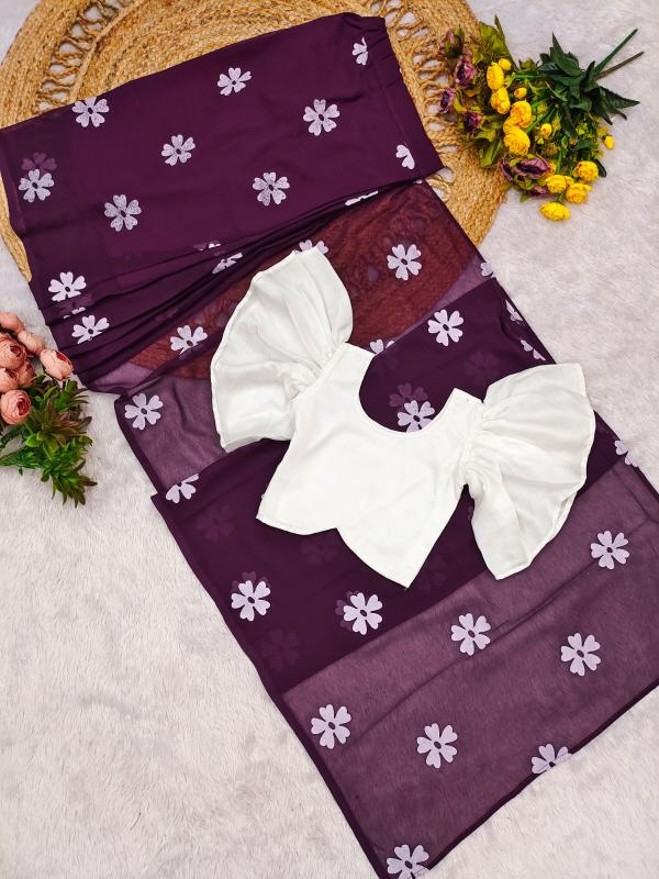 KSPT-012 Ready-to-wear Foux sarees Wine Kids boutique clothing suppliers