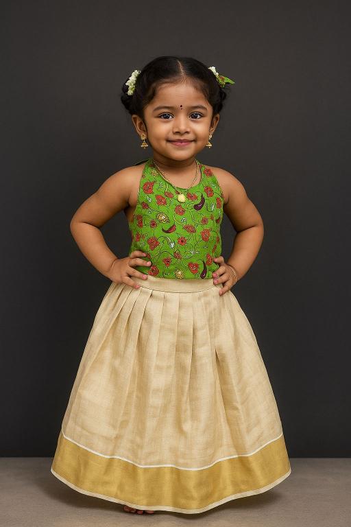 LITTLE KIDS VK-20 Silk Green LEHNGA CHOLI Designer kids wear wholesale
