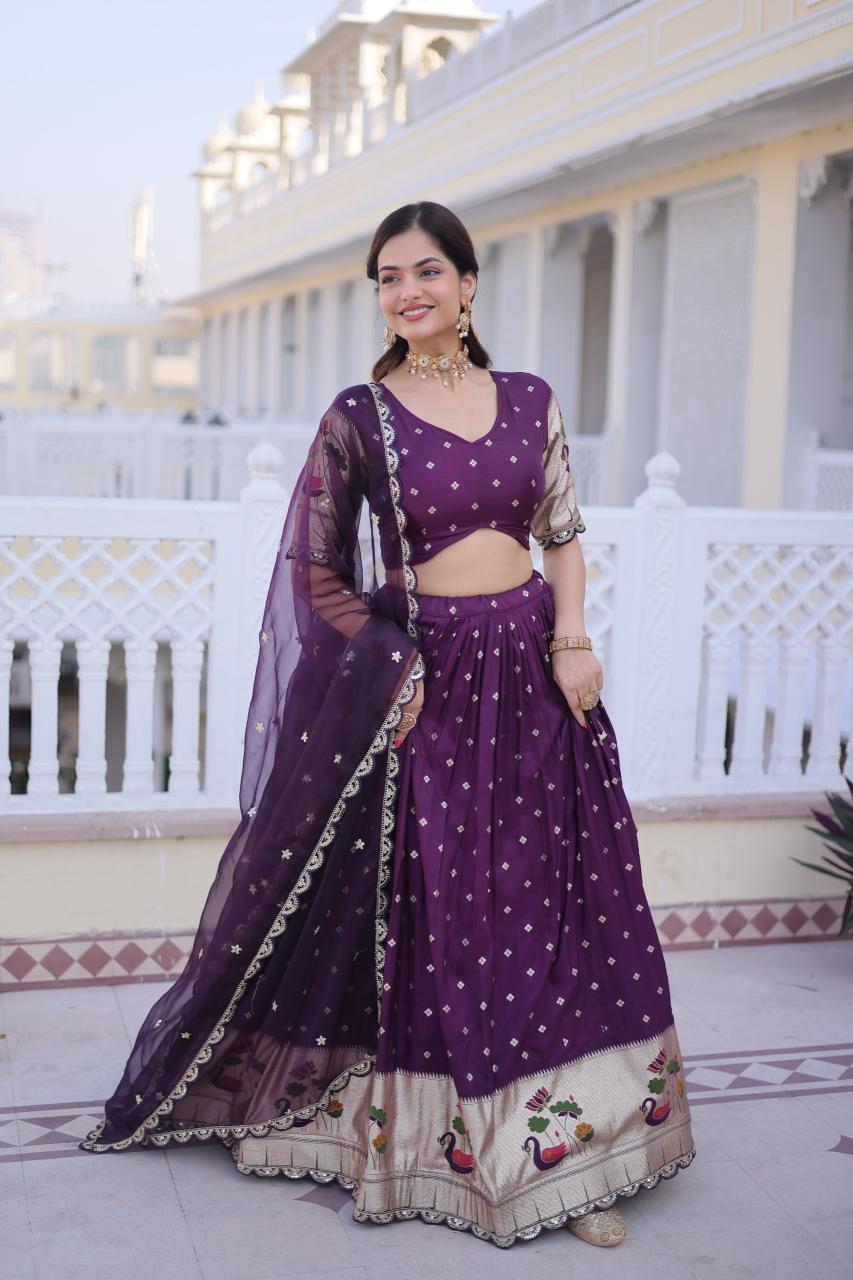 LW-7162 Dola silk Purple Designer lehenga choli wholesale