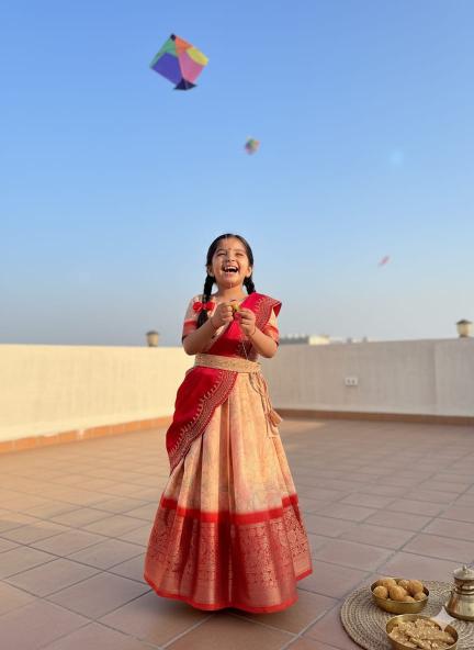 Makar Sankranti Floral Paisley Half Saree Bulk wholesale clothing India