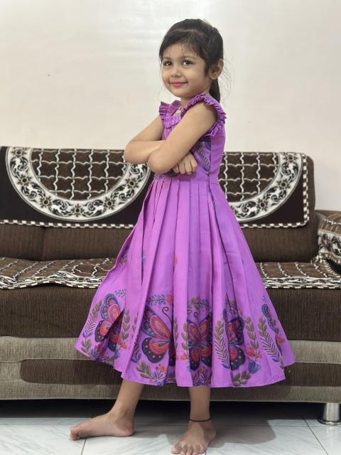 NEW LAUNCING KIDS FROCK cottan silk purple Kids party wear supplier in Surat