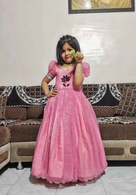 NEW LAUNCING KIDS GOWN silk Pink Best deals on kids wear in Surat