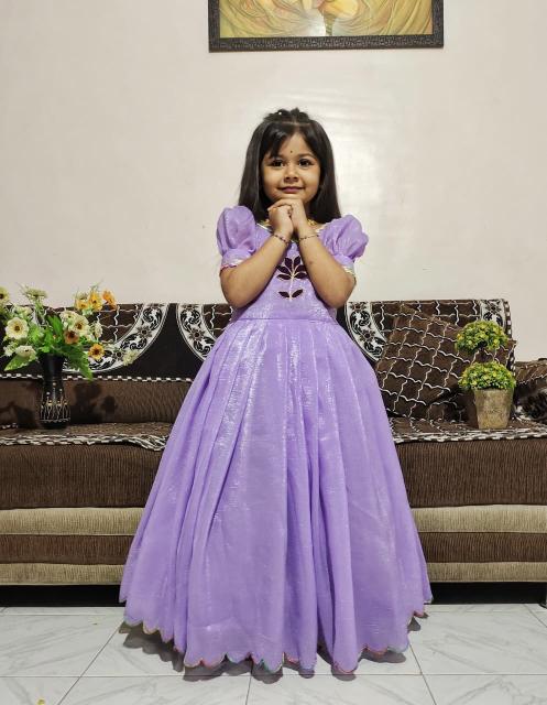NEW LAUNCING KIDS GOWN silk Purple Surat wholesale market for kids wear