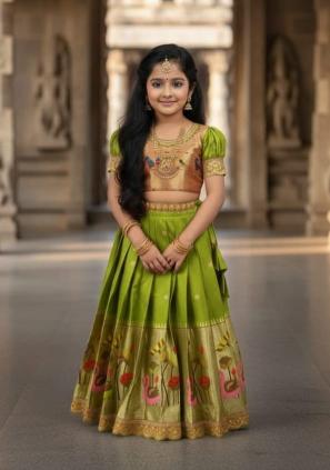 NEW LAUNCING KIDS LEHENGA CHOLI paithani silk Discounted boutique clothing for women