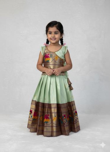 NEW LAUNCING  PAITHANI KIDS LEHENGA CHOLI simmer Wholesale kids clothing India