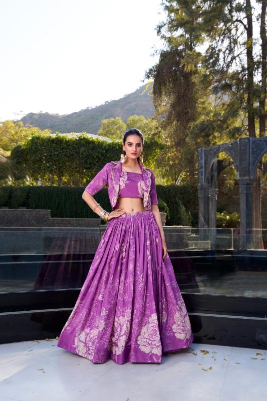NNK 1129 Tasar Silk PRL Embroidered lehenga choli wholesale suppliers