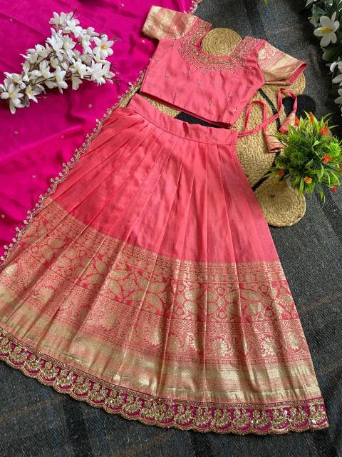 Pongal Panch-con Silk Pink Kids clothing brands for wholesale