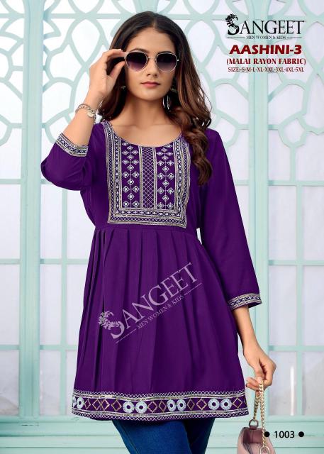 Sangeet aashini-3 kurti short tops wholesale