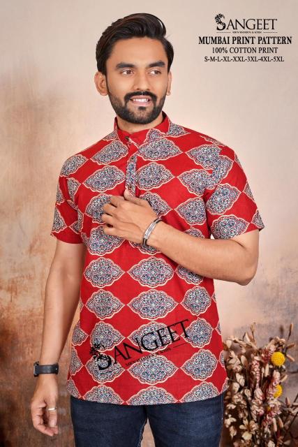 Sangeet mens wear mumbai print pattern short kurta wholesale  