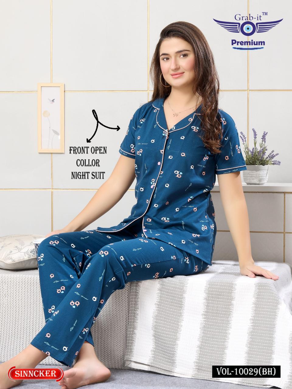 Shorya front open collar nightsuit wholesale surat