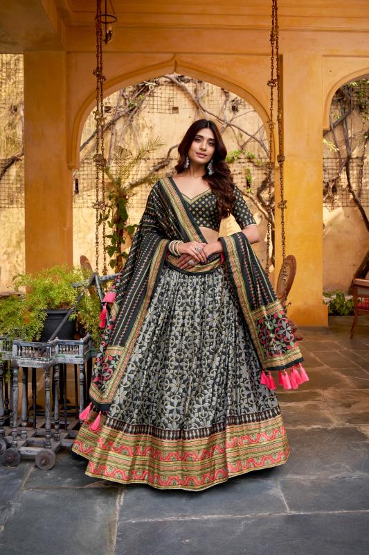 SOWMYA Tasar Silk BlK Lehenga choli wholesale online in Hyderabad