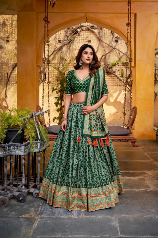 SOWMYA Tasar Silk GRN Wholesale lehengha choli market in delhi