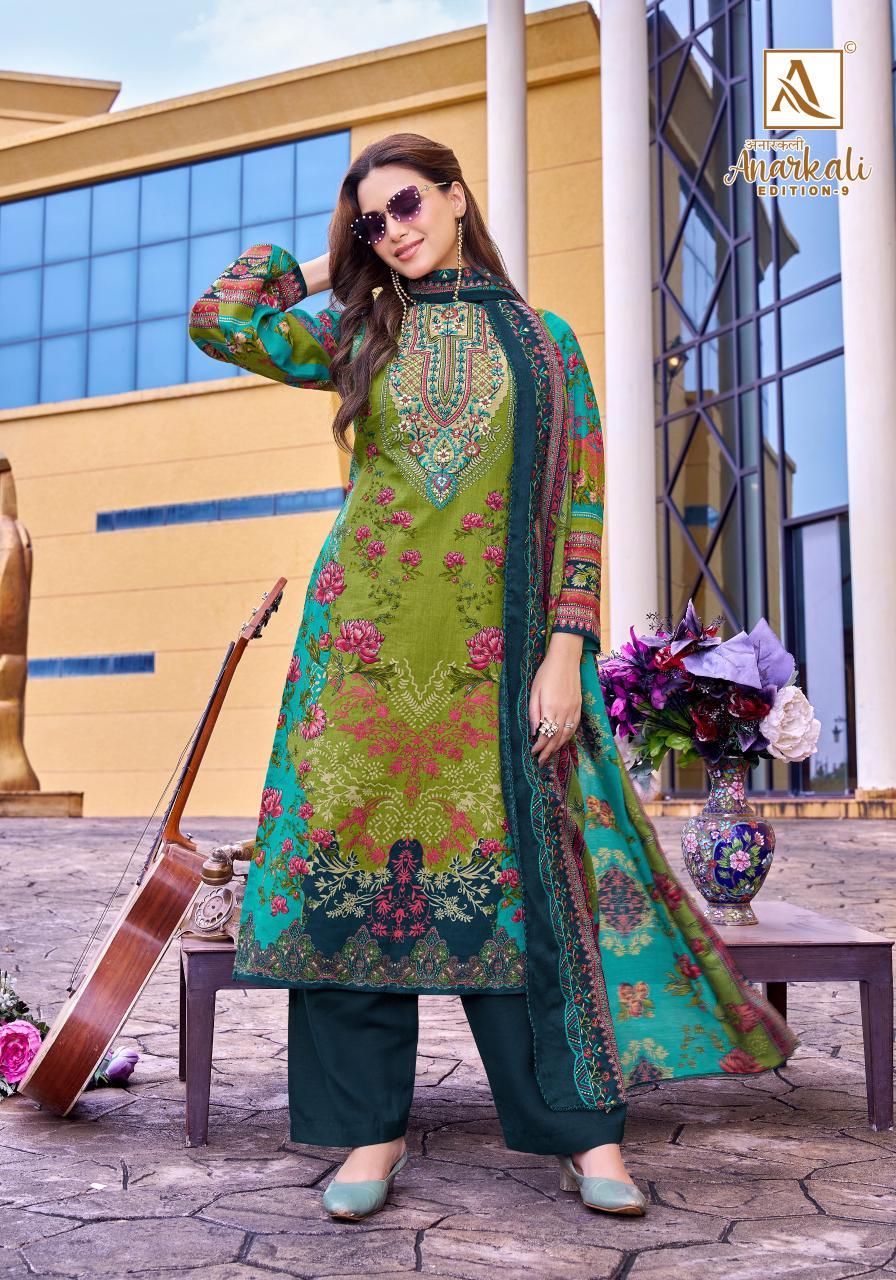 Alok suit anarkali-9 cotton dress materials wholesale online shopping