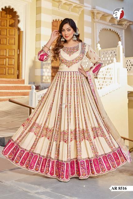 Anju fabrics d.no AR 8516 gown with dupatta wholesale price market 