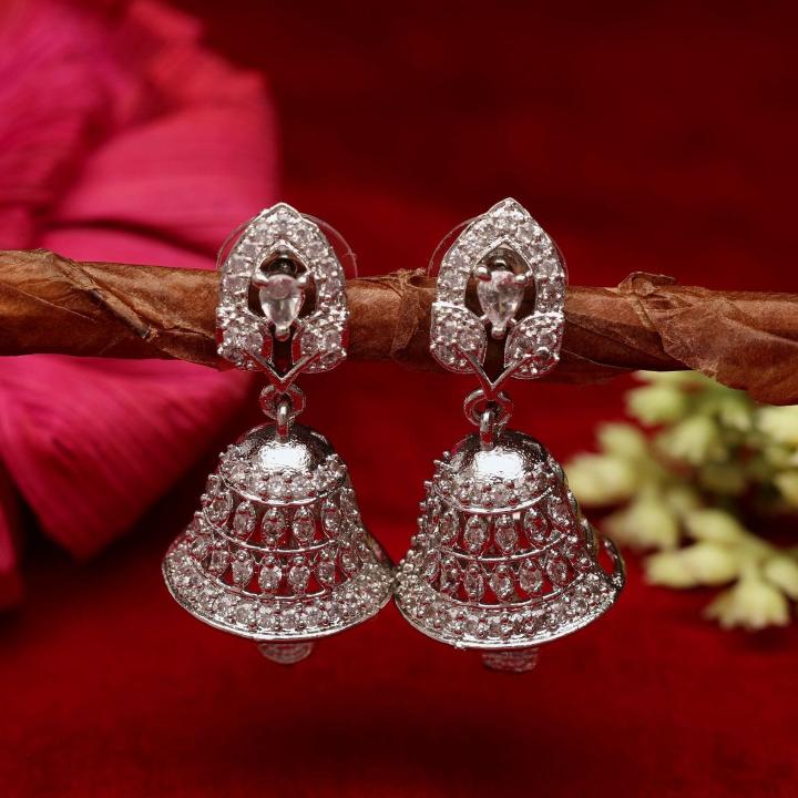 Anti tarnisha ad silver jumkha earrings 1302 Artificial jewellery wholesale market in Ahmedabad
